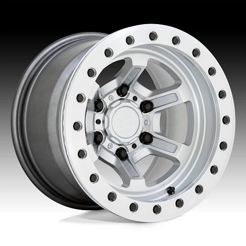 Black Rhino Offshoot Beadlock Machined Silver Custom Truck Wheels 1